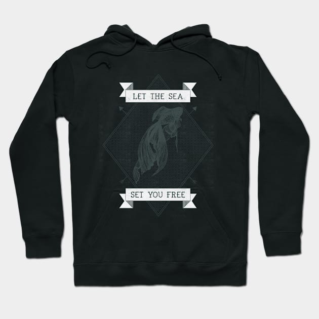 Let the Sea Set you Free Fly Fishing Gone Fishing Beach Fishing Hoodie by TV Dinners